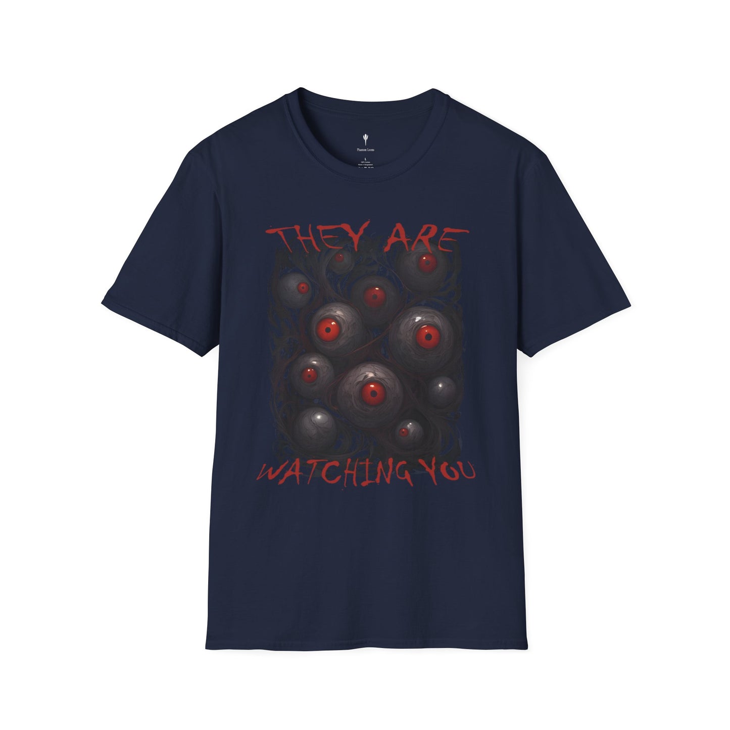 Unisex Softstyle T-Shirt - 'They Are Watching You' Graphic Tee for Horror and Art Enthusiasts