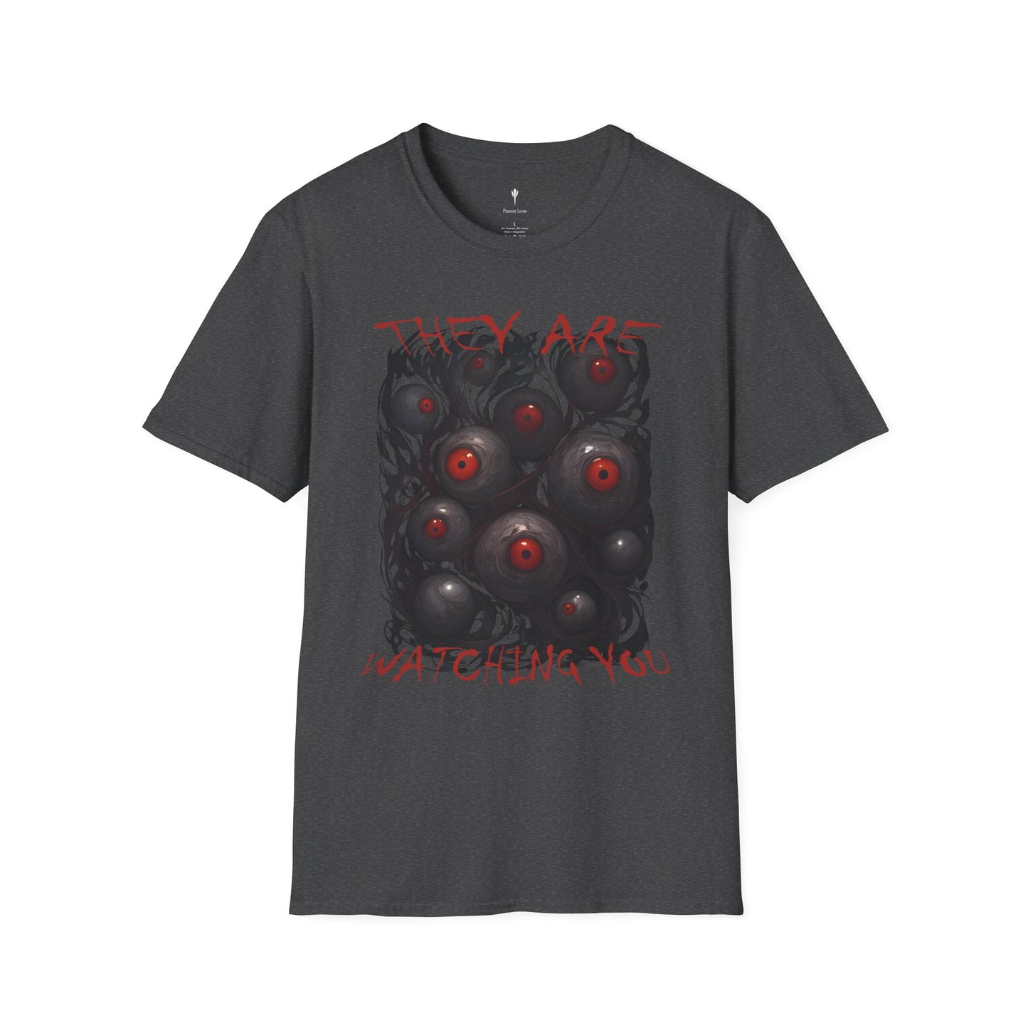 Unisex Softstyle T-Shirt - 'They Are Watching You' Graphic Tee for Horror and Art Enthusiasts